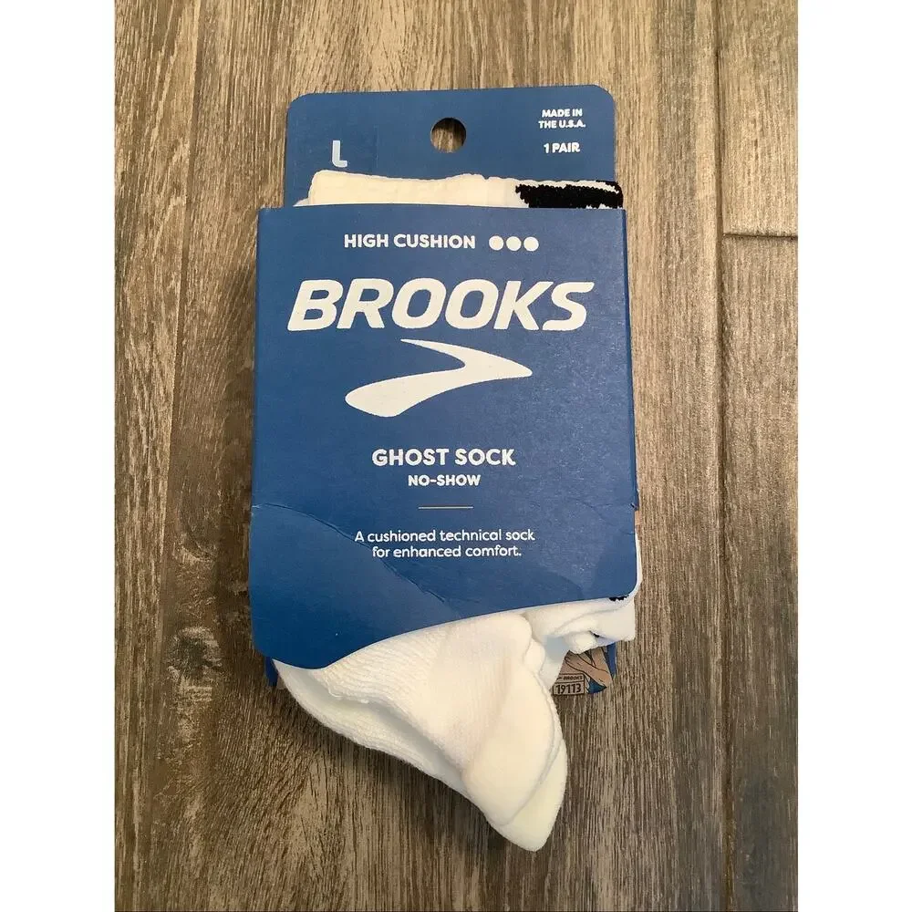 Brooks Unisex Large White 1 Pair Ghost No Show Running Athleisure Socks A20-1